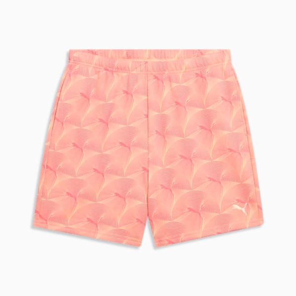 ESSENTIALS GRAPHIC Women's High-Rise 5" Shorts, Peach Frost-AOP, extralarge
